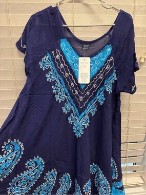 Blue & Navy Embroidered Women’s Dress - Free Size